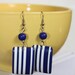 Vintage 80s blue and white striped earrings