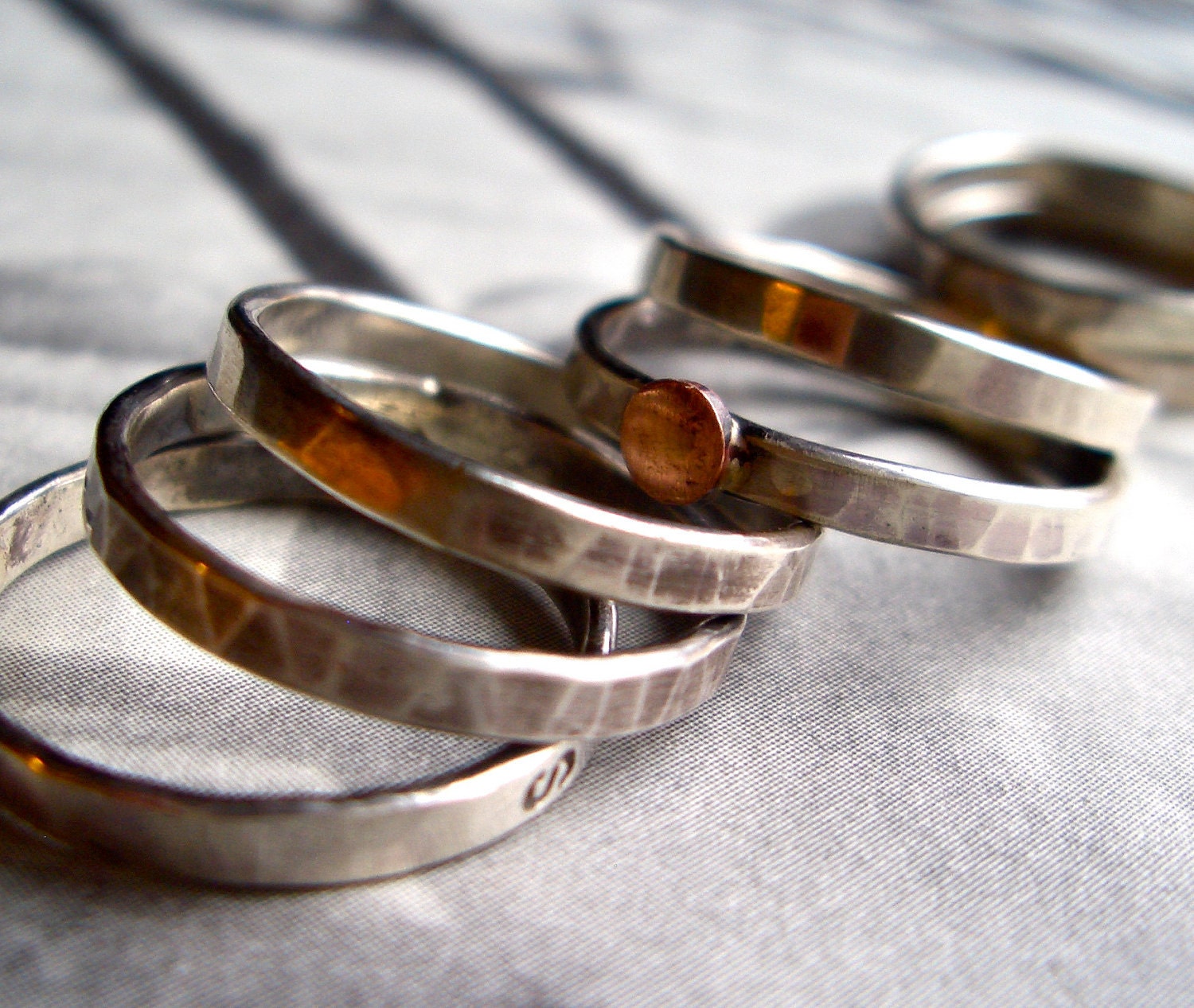 Lucky Seven: Personalized Sterling Silver Stacking Rings