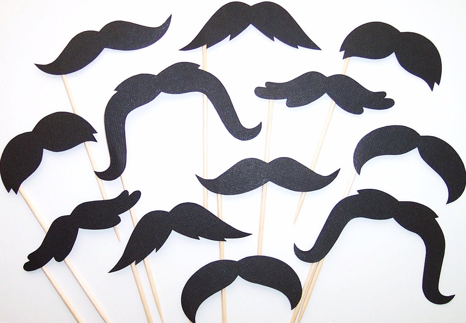 Mustache Cupcake Toppers - Set of 12 Picks - Black