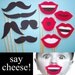 Set of 10 - Photo Booth Props - Lip and Mustache Combo