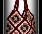 Crochet Granny Square Handbag Tote With a Mauve Blead of Colors Made To Order