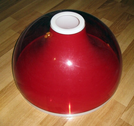 Vintage Red Lucite and Plastic Mod Hanging Lamp Shade by spruceup