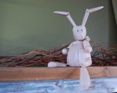 Adorable Wooden Pink Twine Jointed Bunny Just in Time for Spring