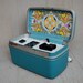 Vintage Samsonite Train Case Custom Charging Station for phones & iPods in Aqua Blue