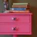 Vintage Adorable Sewing Craft Cabinet Storage / Side Table with Pedestal Foot in Pink