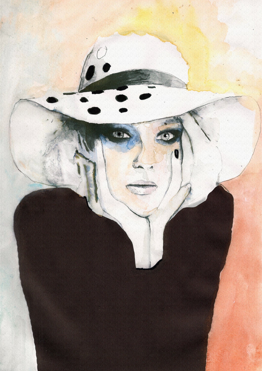 Chanel fashion Inspired Art Illustration Woman's Face Limited Print Mounted 16x12