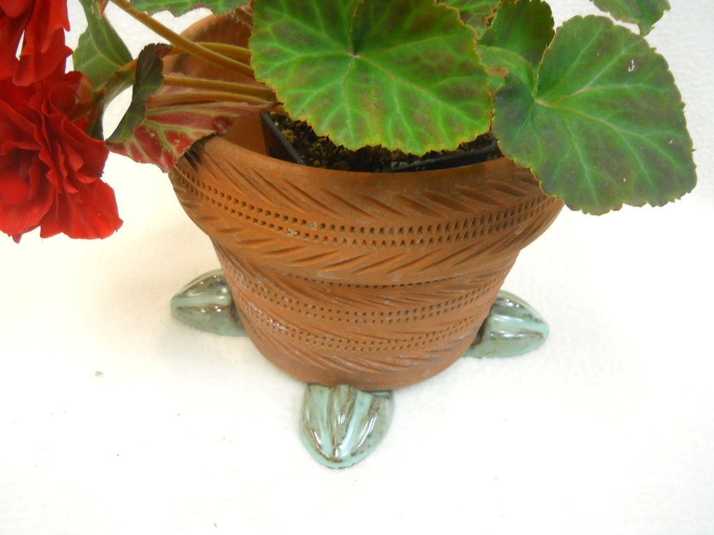 Ceramic Pot Feet BIRDFOOT Turquoise Glaze set of 4