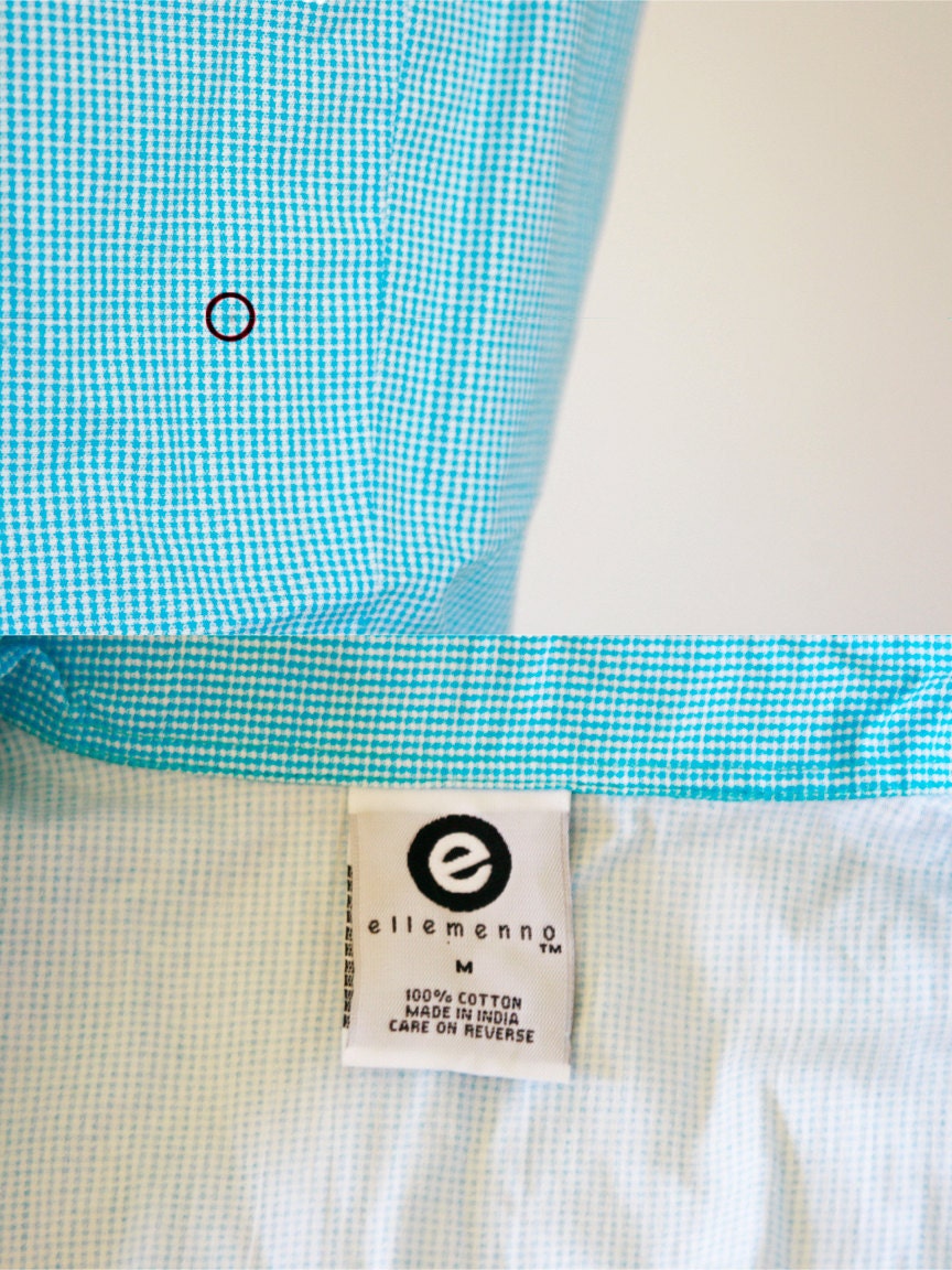 Aqua Gingham Tie Knot Shirt by Ellemenno Small/Medium