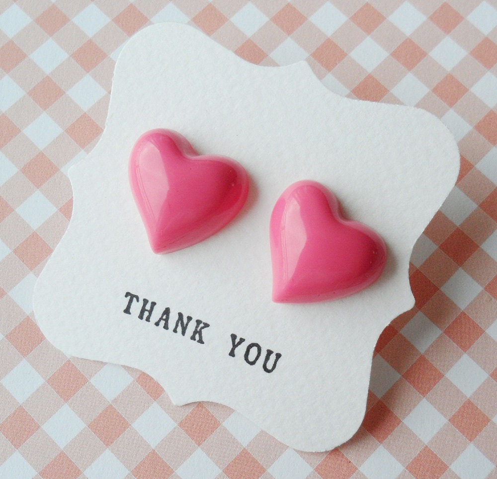 Plump heart Earrings - Lovely pink