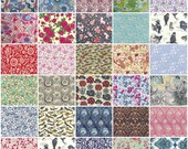 36 random Liberty print 5" charm squares pack, multi-coloured Liberty of London tana lawn bundle