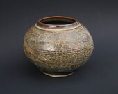 Ceramic Vase Crackle Pattern - Handmade in Brown Cream