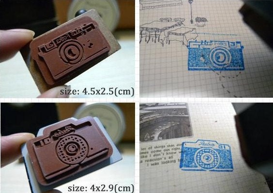 Wooden Rubber Stamp - Camera Modeling Creative Stamp - 2 Patterns by Random - 1 Pcs