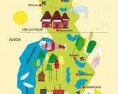 Print Illustration Finland (size 8,3x5,9 inches) (21x15 cm)
