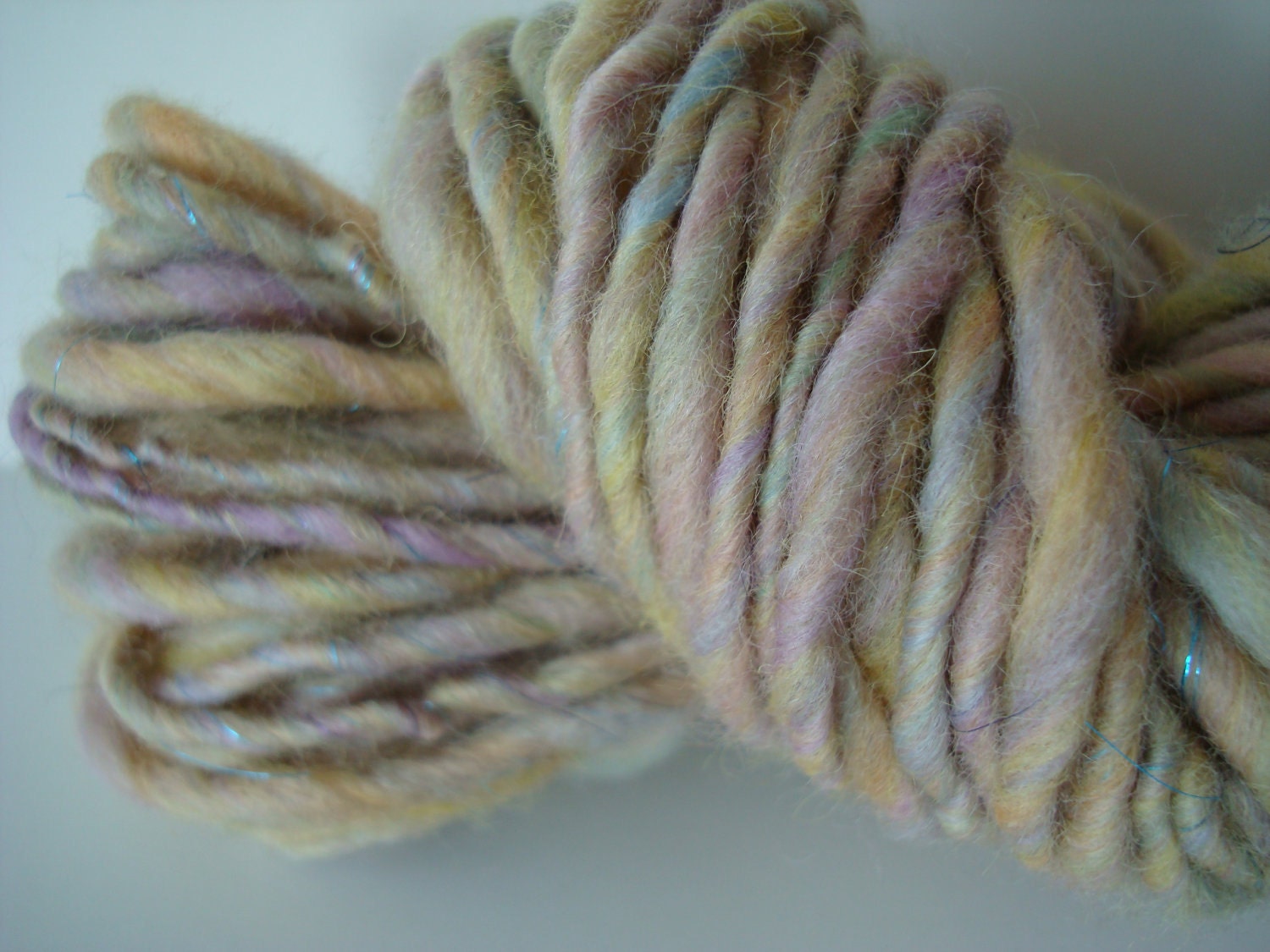 SALE Handspun Thick & Thin Singles Yarn "Peeps" 58 yds