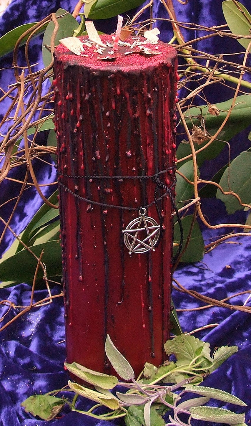 Witches Circle of Power. Enchanted Witchery Candle. 3x6 Pillar.  Power and Protection Dragons Blood Star Anise Rosemary Spell Empowerment