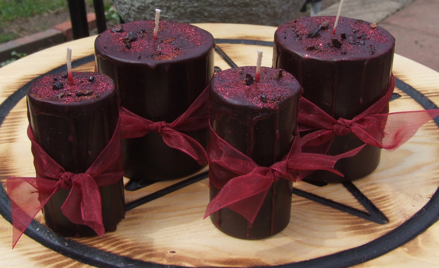 Dragons Blood. Enchanted Witchery Candle 3x4. Clearing Stagnated Energy, Remove Negativity, Luck, Love, Banishing,  Strong Protection