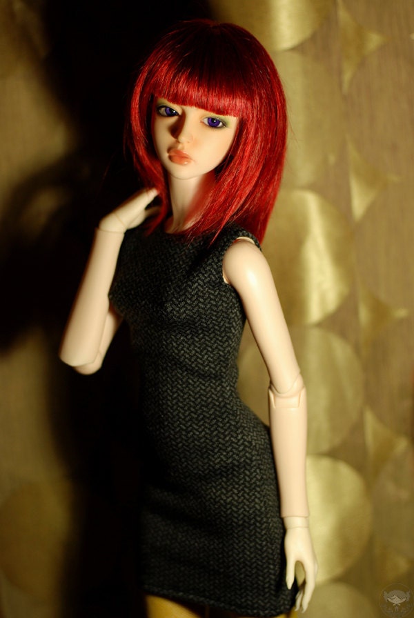 SD Grey Herringbone Knit Dress For BJD - Last One