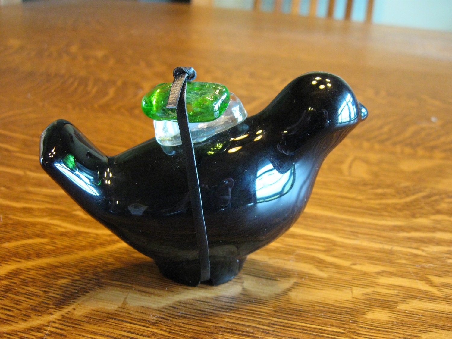 Vintage Black glass bird