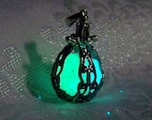 Mermaid's Magic - Neon Green -Caged Pendant with Glowing Essence of the Sea - Amazing Glow in the Dark Effects