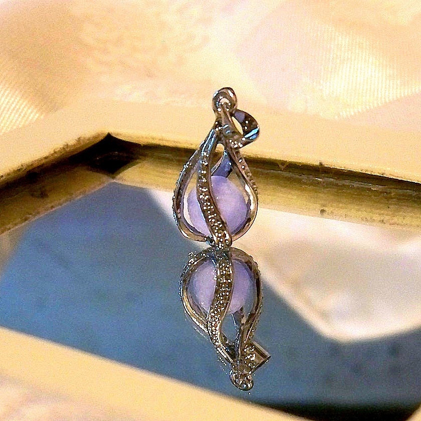 Mermaid's Magic "White Gold" - Midnight Blue Glow in the Dark Pendant with Glowing Essence of the Sea - White Gold Plated