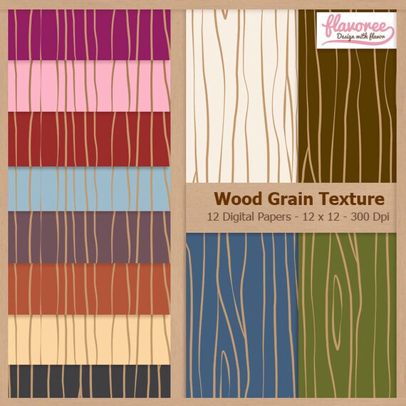 Digital Scrapbook Paper Pack WOOD GRAIN Instant by Flavoree