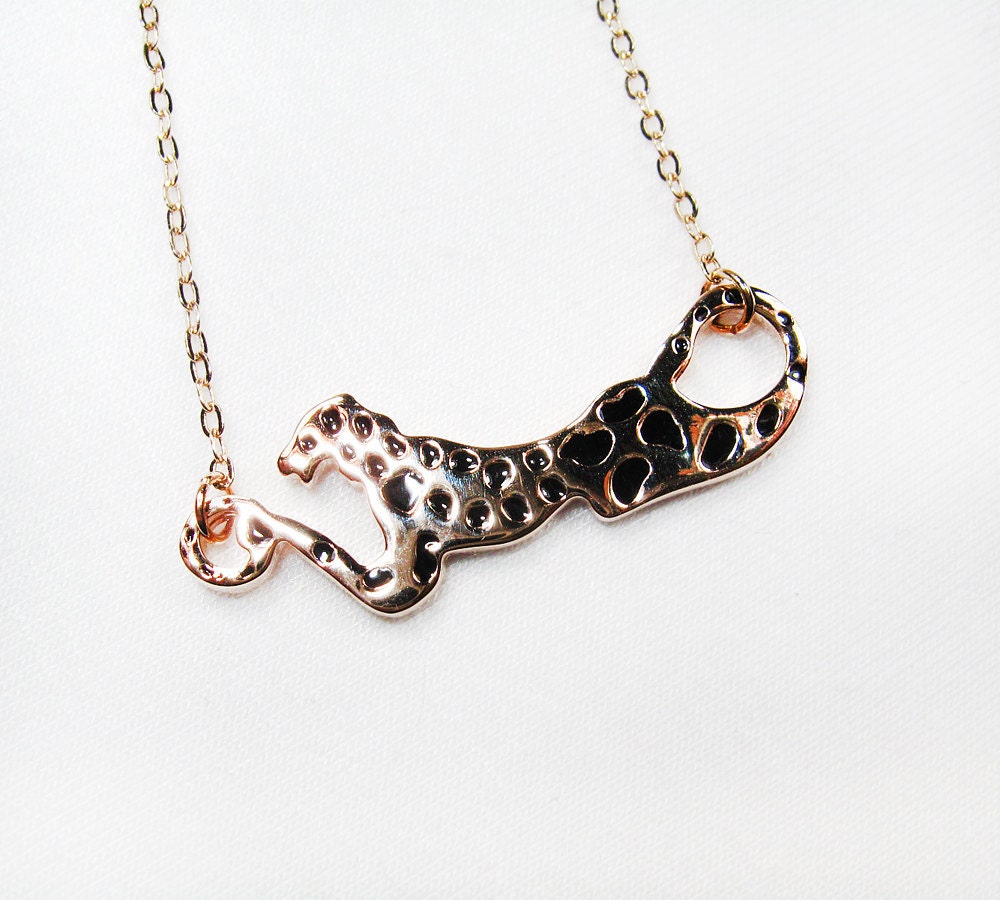 18K gold plated necklace with leopard connector