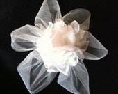 Custom Bridal Hair Flower Fascinator Hair Comb Clip Ivory Tulle