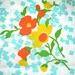 Orange, Yellow and Blue Floral Fabric - Recycled Pillowcase Fat Quarter