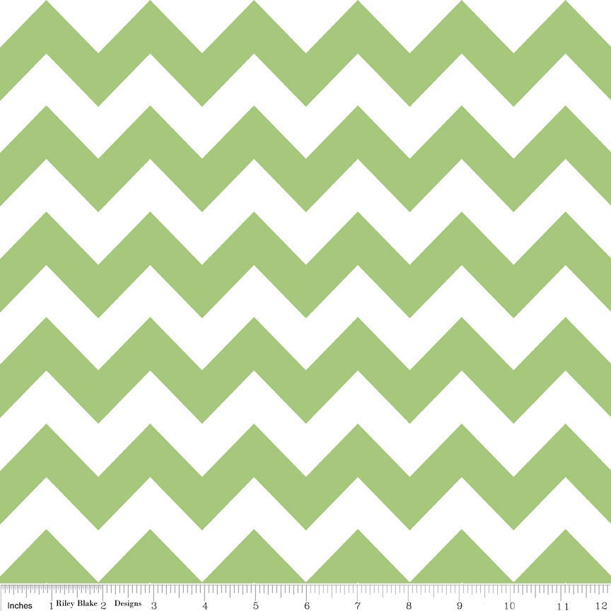 Green Chevron Fabric