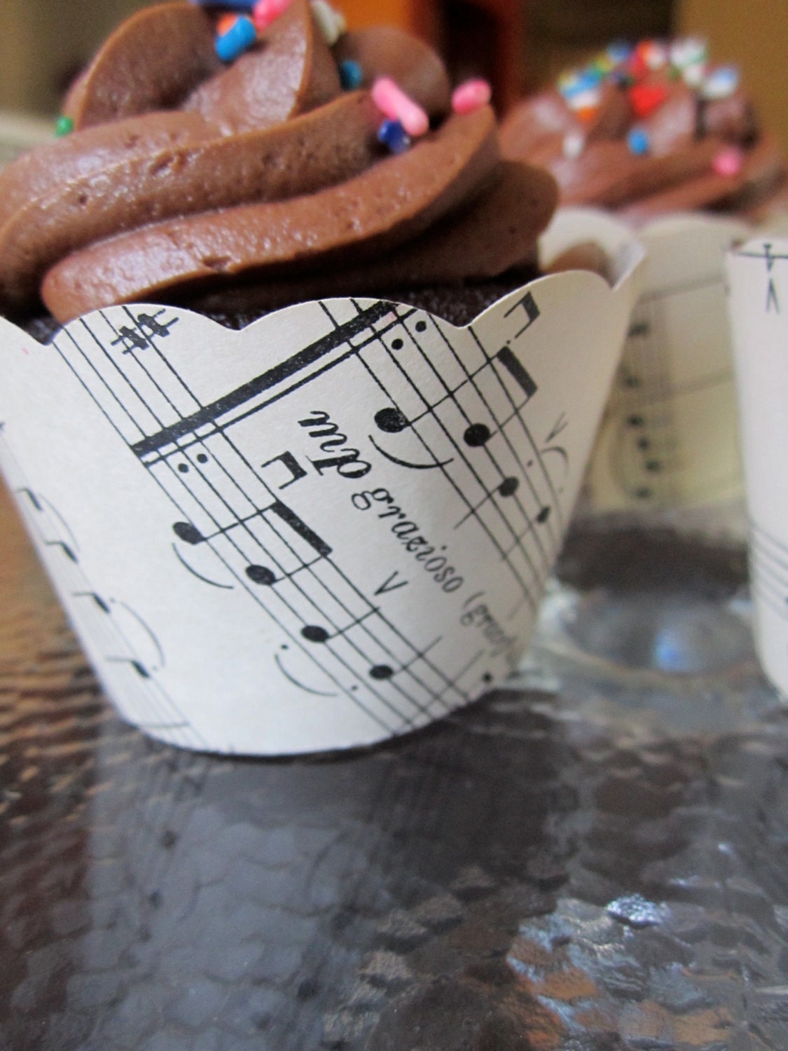 Vintage Sheet Music, Cupcake Wraps, Set of 30, For Your Holiday Party, Sophisticated Yet Whimsical, Great For a Recital Party