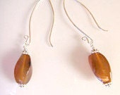 Fancy Agate Dangle Bead Pierced Earrings. Sterling Silver, Agate Beads. OOAK Handmade Earrings