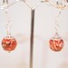 Red And Ivory Shell Beads, Silver Tone Dangling Beaded Pierced Earring. CKDesigns.us