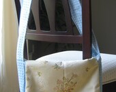 Yellow Floral Silk and Sky Blue cotton messenger bag