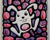 Ready to Ship: Original, Hand-painted Bunny, 7 x 7 inch on canvas for a Child / Baby Nursery (not a print)