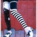 Pippi Leggings - Black and White Striped Legging Polka Dot Legging - Legging - MEDIUM Legging Womens Tights