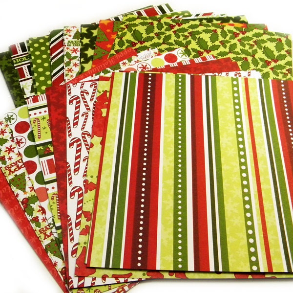 Joy & Noel Christmas Scrapbooking Paper by Colorbok 6x6 single sided - Handmade die cuts, tags, and paper crafting supplies by Un