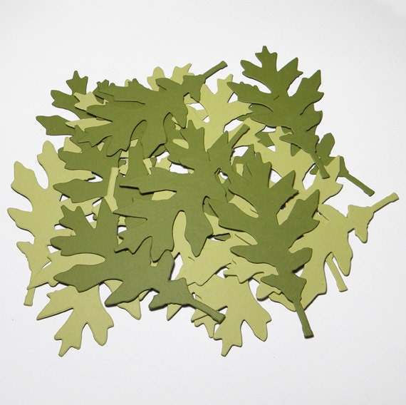 Tattered Oak Leaves Green Set of 20 - Handmade die cuts, tags, and paper crafting supplies by UniquesStashNStuff