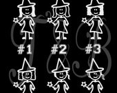 Child Girl Witch Stick Figure Auto Decal