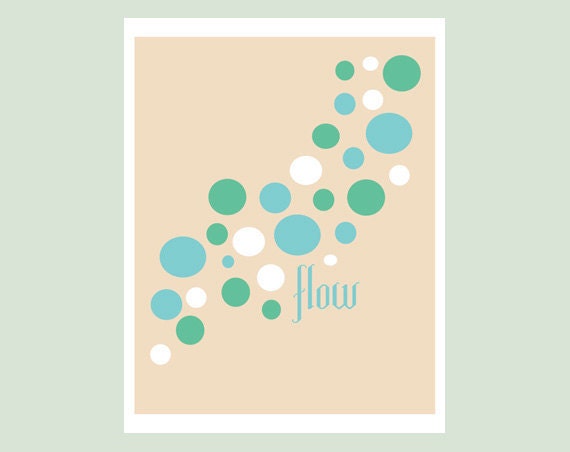Inspirational art print FLOW in soothing colors
