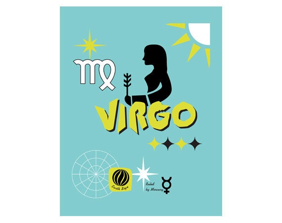 Virgo zodiac art print with midcentury modern feel