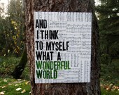 16x20 " What a Wonderful World"  Louis Armstrong's "Wonderful World".  Vintage music sheet canvas art