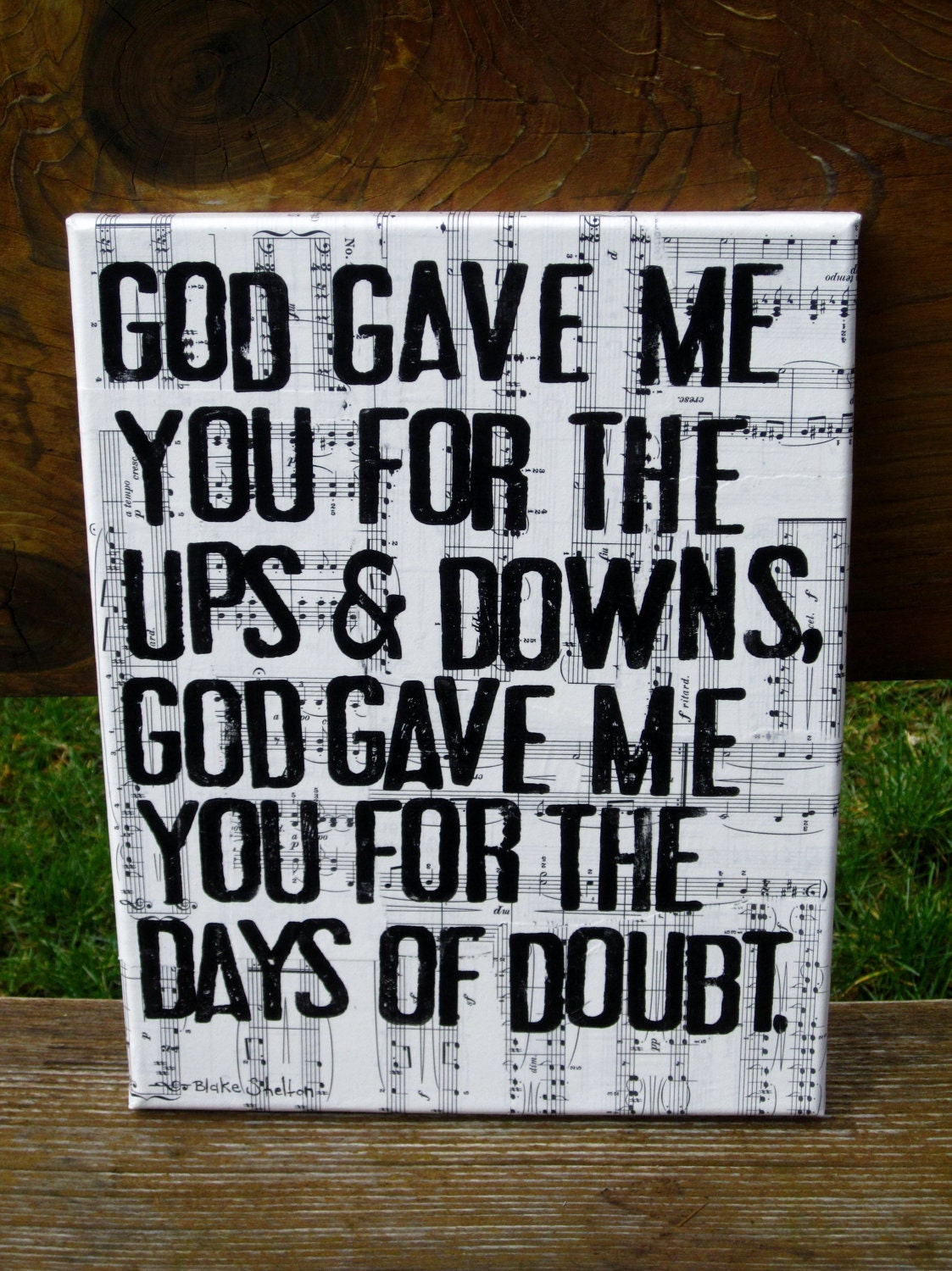 11x14 "God gave me you"  Blake Shelton -  Lyrics, vintage sheet music - Country Music