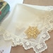 Snowflake Winter Wedding Hanky, Mother of the Bride Gift, Mother of the Groom Gift - Silk Embroidery Lace Handkerchief w/ Swarovski Crystals