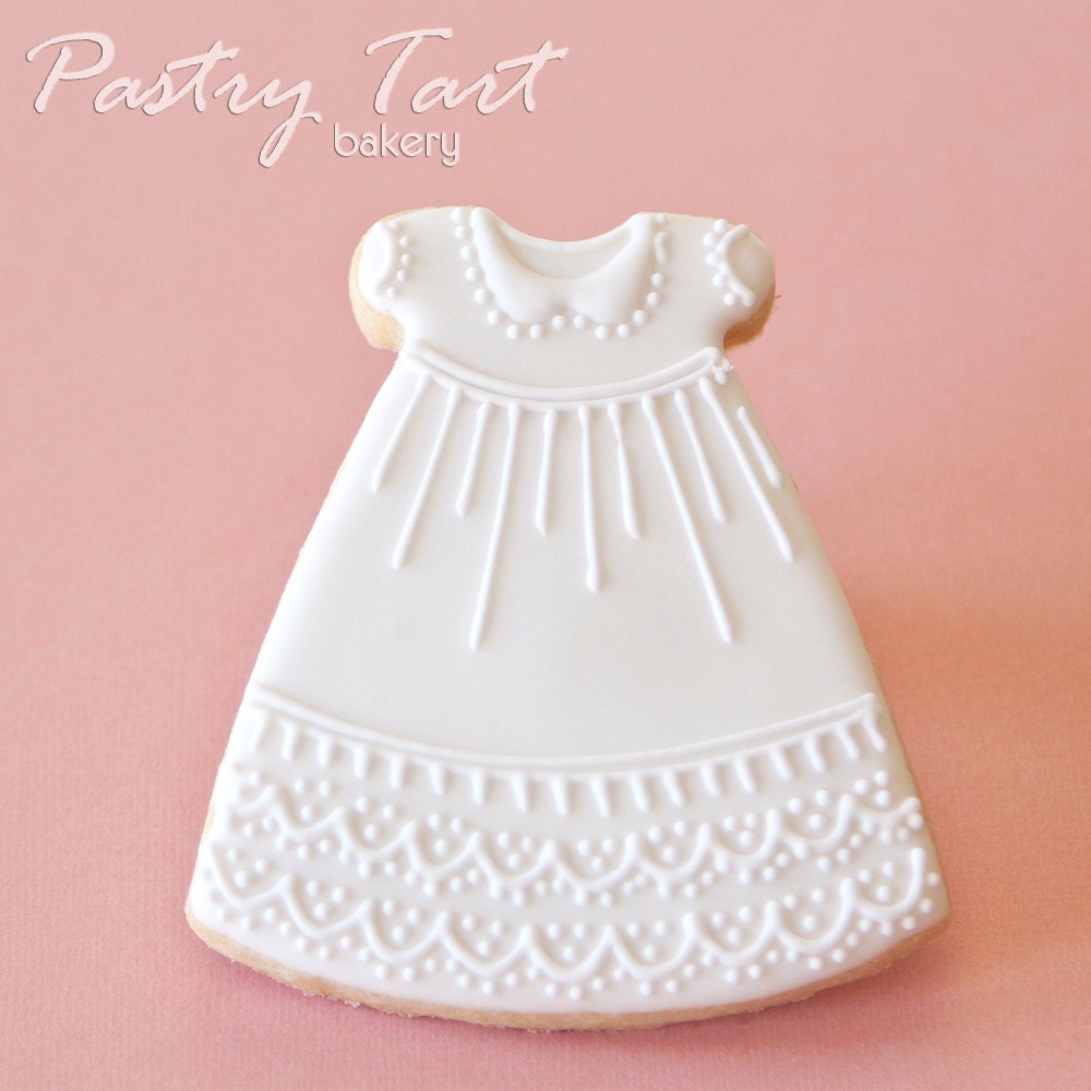 Vintage Lace Christening Gown Dress Cookie Favors // 1 doz. // Baby Shower Baptism Baby Girl Antique Gender Reveal