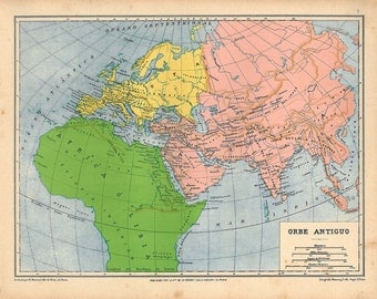 1929  Ancient World Map Historical Color Block Wall Decor