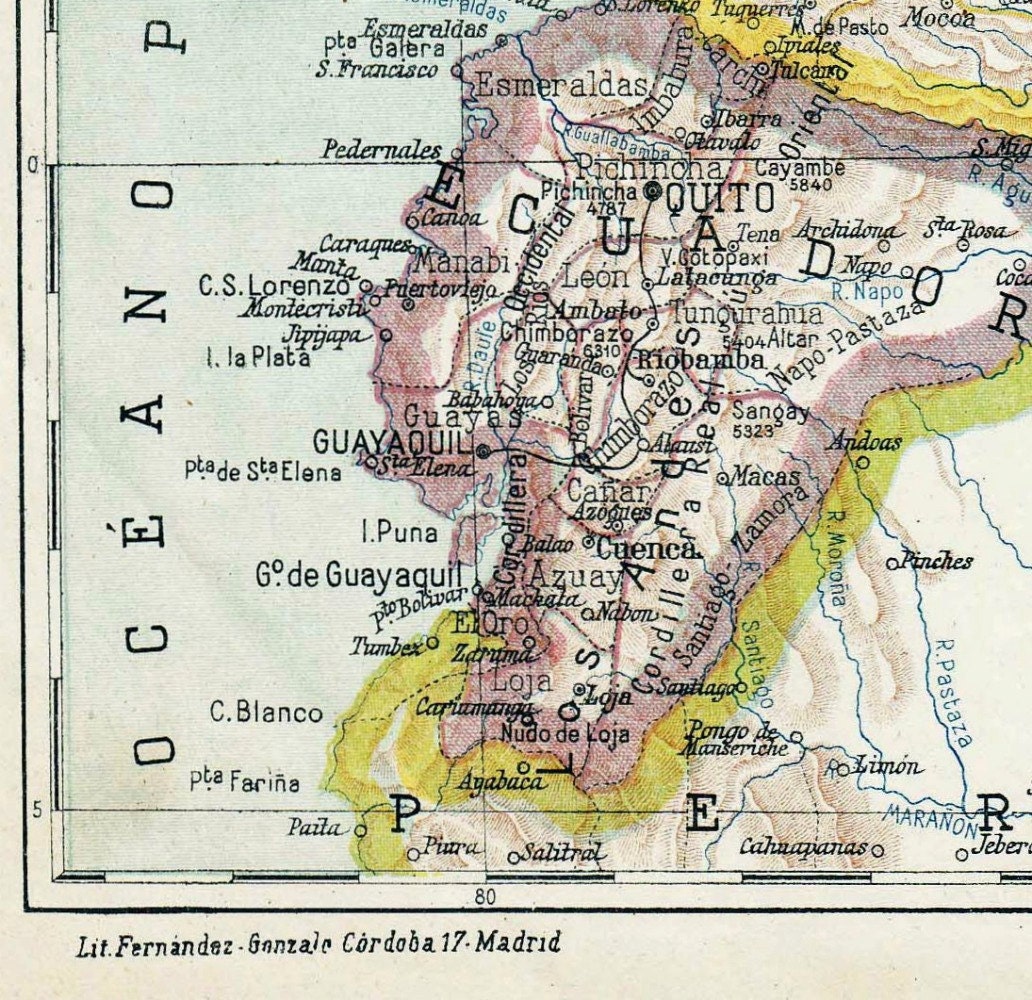 1942  Colombia, Ecuador, Venezuela Vintage Map