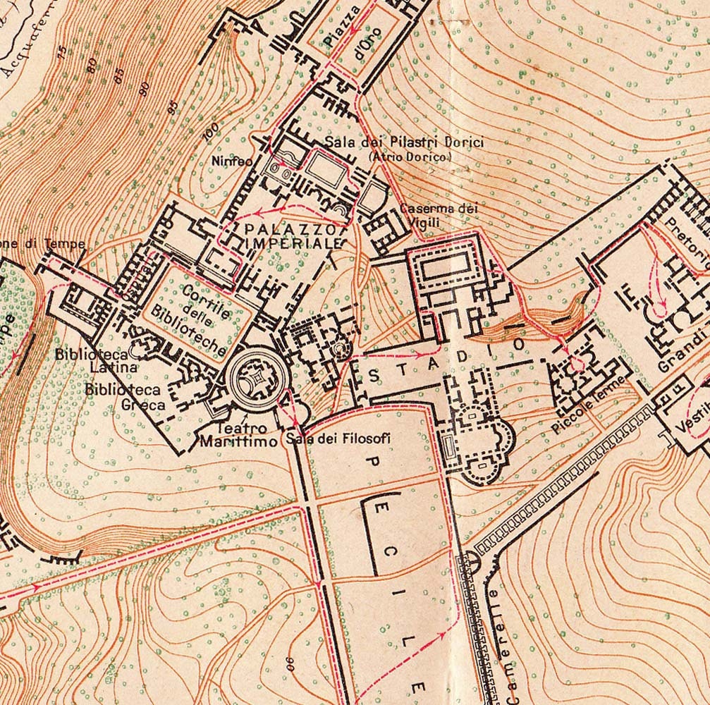 Hadrian's Villa Plan Villa Adriana Archeology Roman Architecture 1925