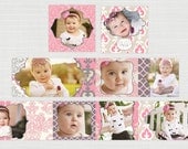 Blush - 3x3 Mini Accordion Book PSD Photoshop Album Template INSTANT DOWNLOAD