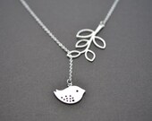Sparrow pendant with branch connetor necklace.