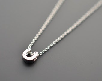 Mini Horseshoe silver Pendant Necklace.